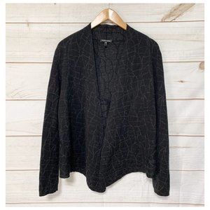 Eileen Fisher Women's Wool Blend Black Open Front Geometric Cardigan Small